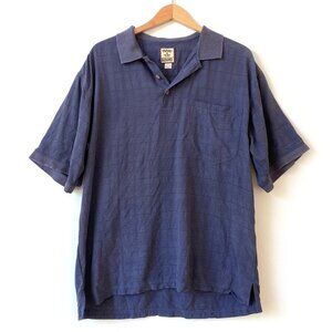 Tommy Bahama Navy 100% Silk Jacquard Polo Shirt L